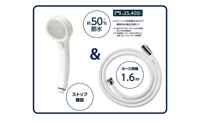 レイニー 節水ストップシャワー ホースセット