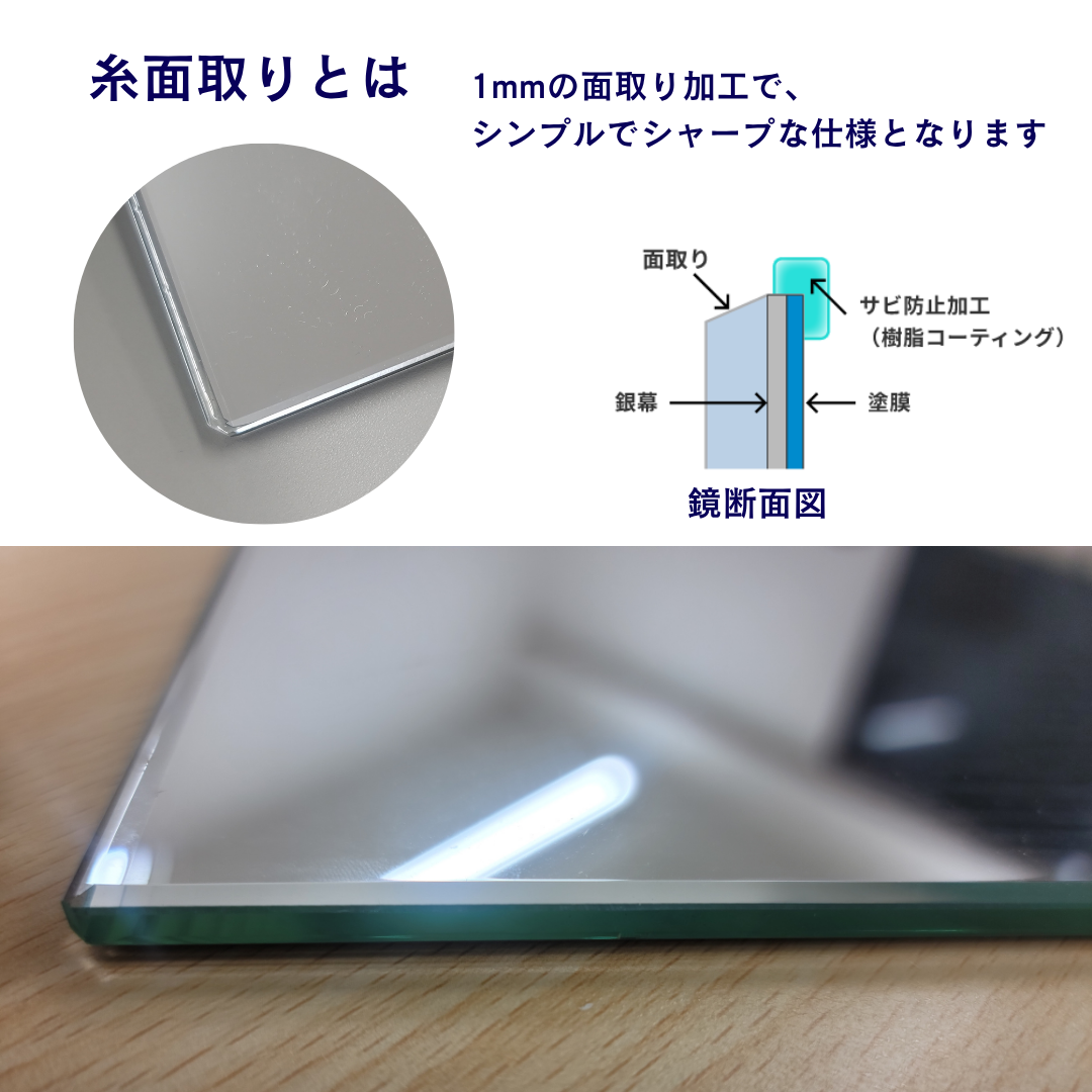 交換用鏡　Eミラー　糸面取り加工 ５サイズ展開