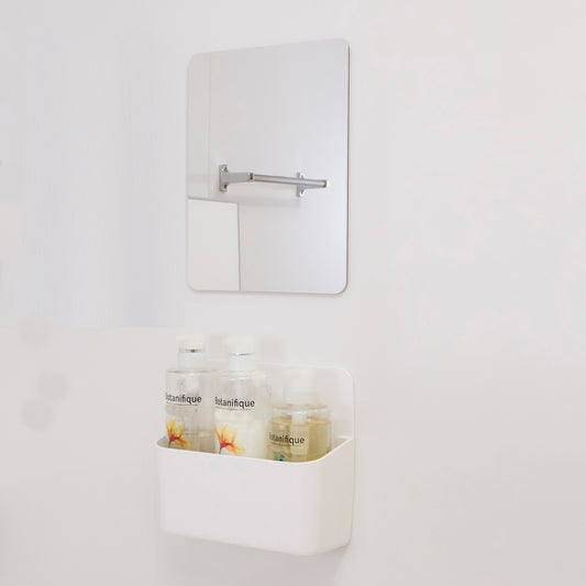 浴室に簡単設置　マグネット収納と割れない鏡　ボトルを入れたままポンピングできます